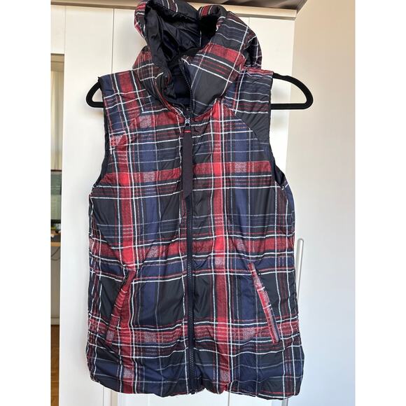 Lululemon Women's Fluffiest Quilted Down Puffer Vest, Reversible Navy/Plaid, 8 - Picture 6 of 9